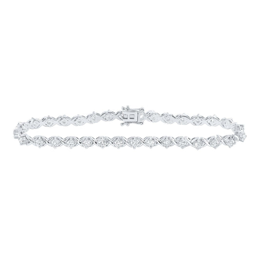 2.62 Cttw Round Diamond Womens Tennis Bracelet 14k White Gold