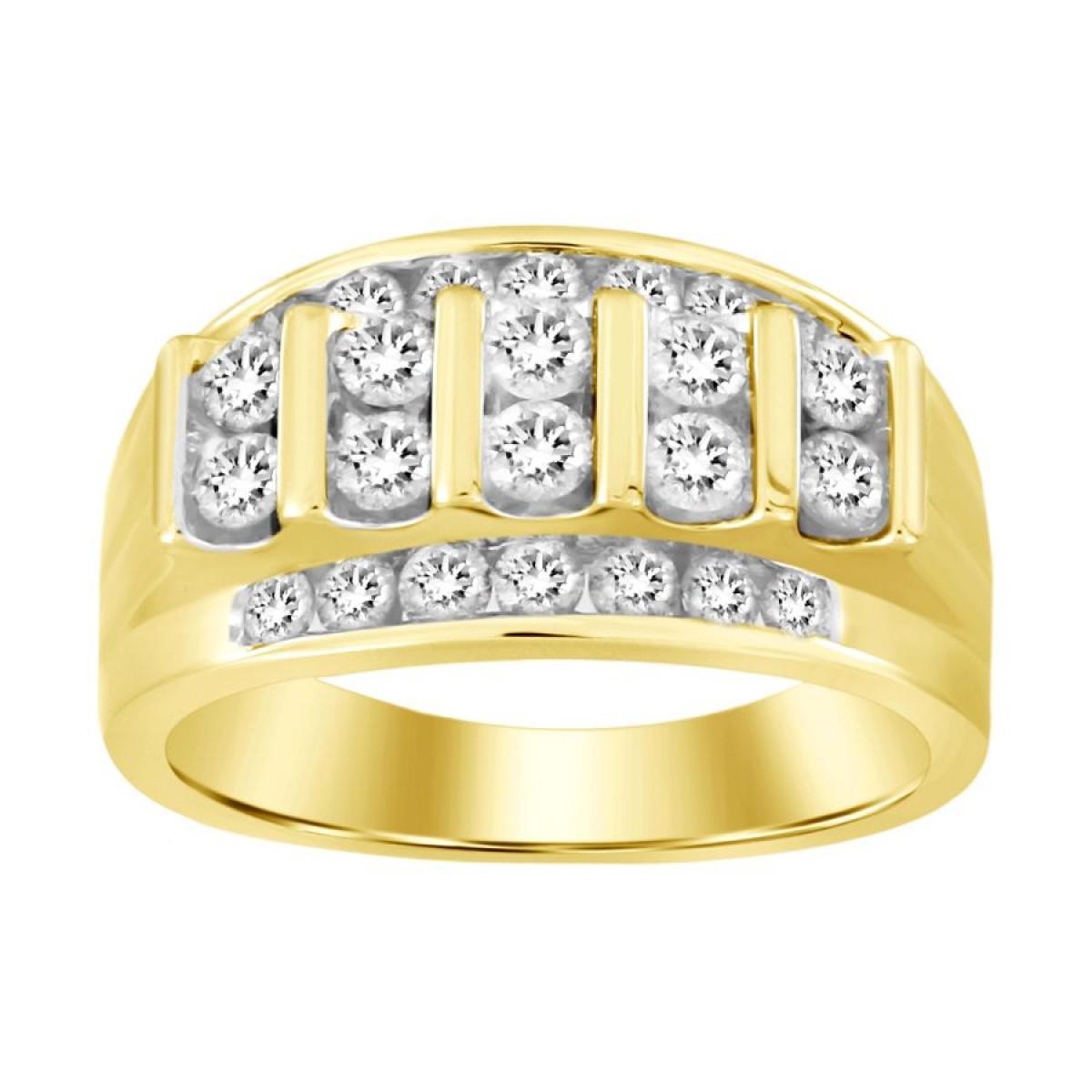 1.50 cttw Diamond Round Mens Band Ring 10k Yellow Gold