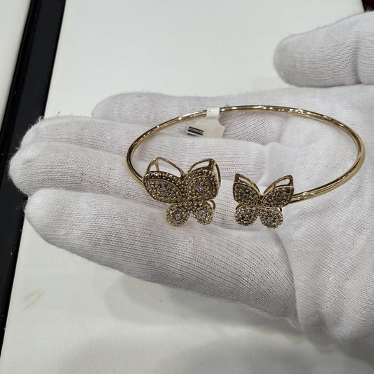 0.75ctw Diamond Butterfly Bangle 10k Yellow Gold
