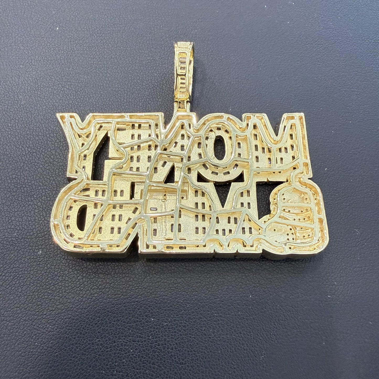 Money On My Mind Pendant Gold Plated 925 Sterling Silver Iced Out Baguette CZ