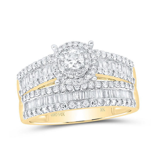 1.75 ctw Diamond Baguette Trio Wedding His Hers Set Band Ring 14k Yellow Gold