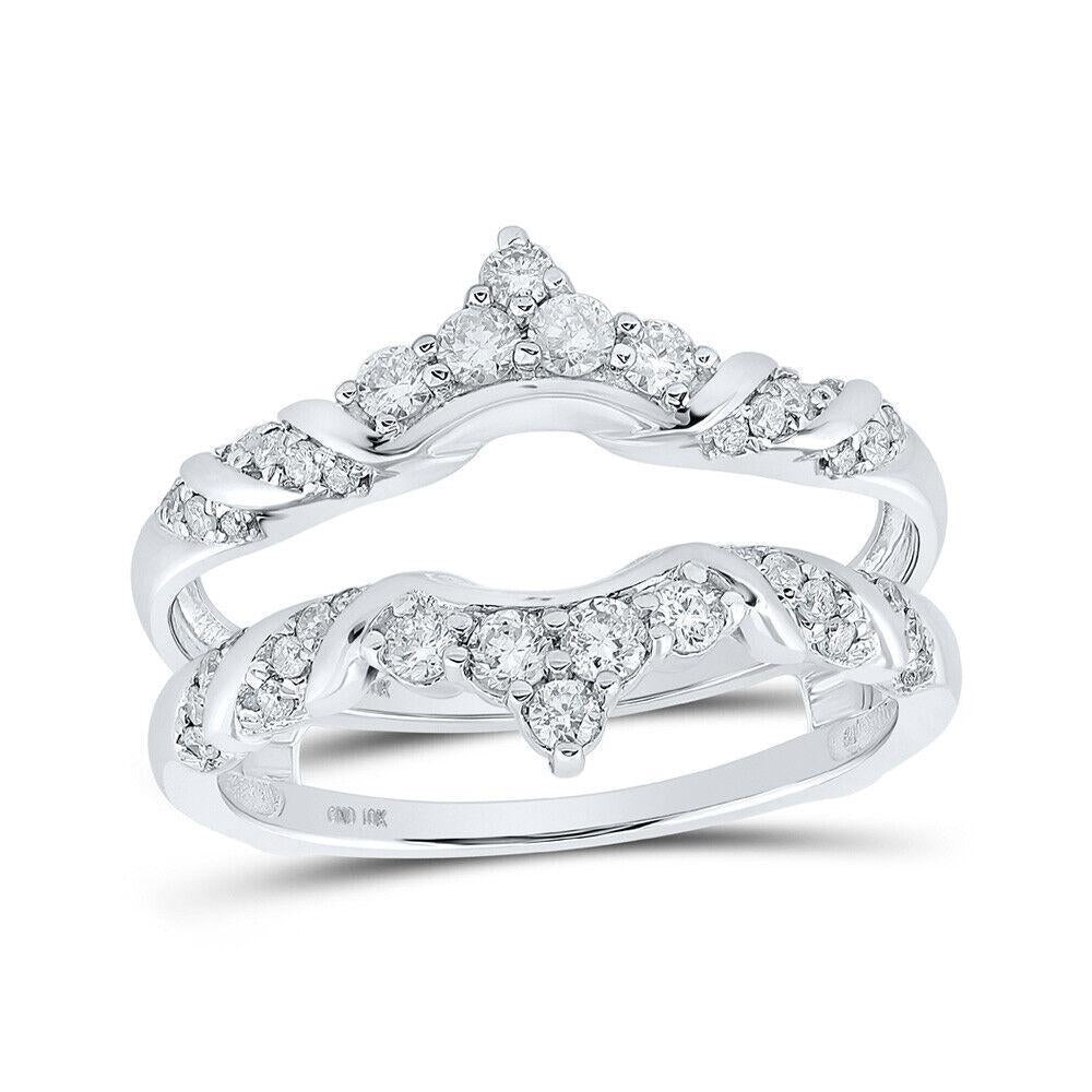 0.50 Cttw Round Diamond Wrap Enhancer Wedding Womens Band 10k White Gold Ring