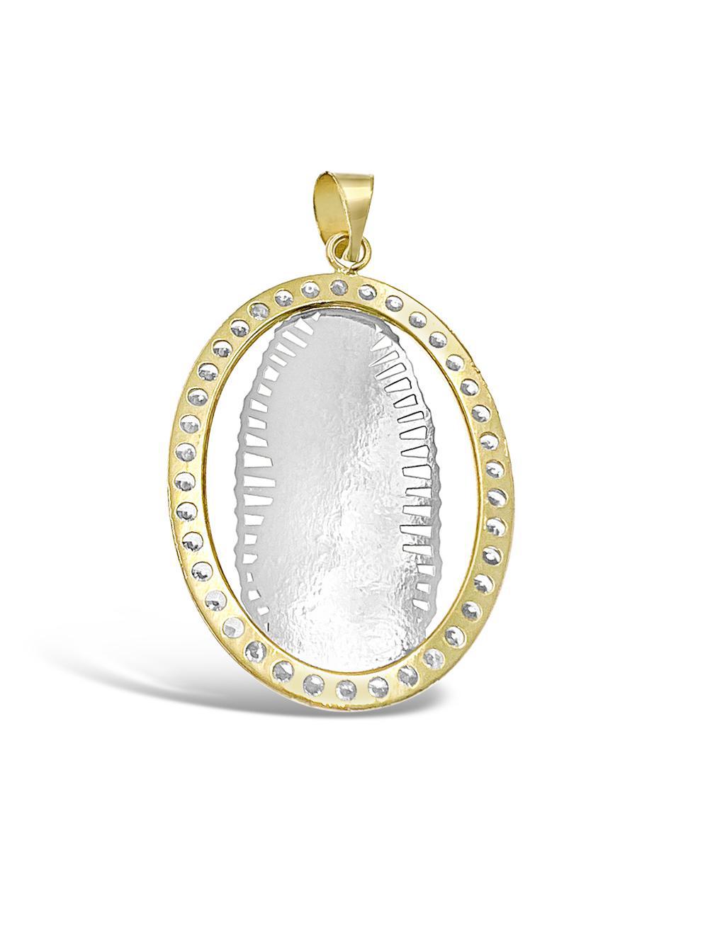 Virgin Mary Pendant 10k Gold Lady Guadalupe Charm 2"