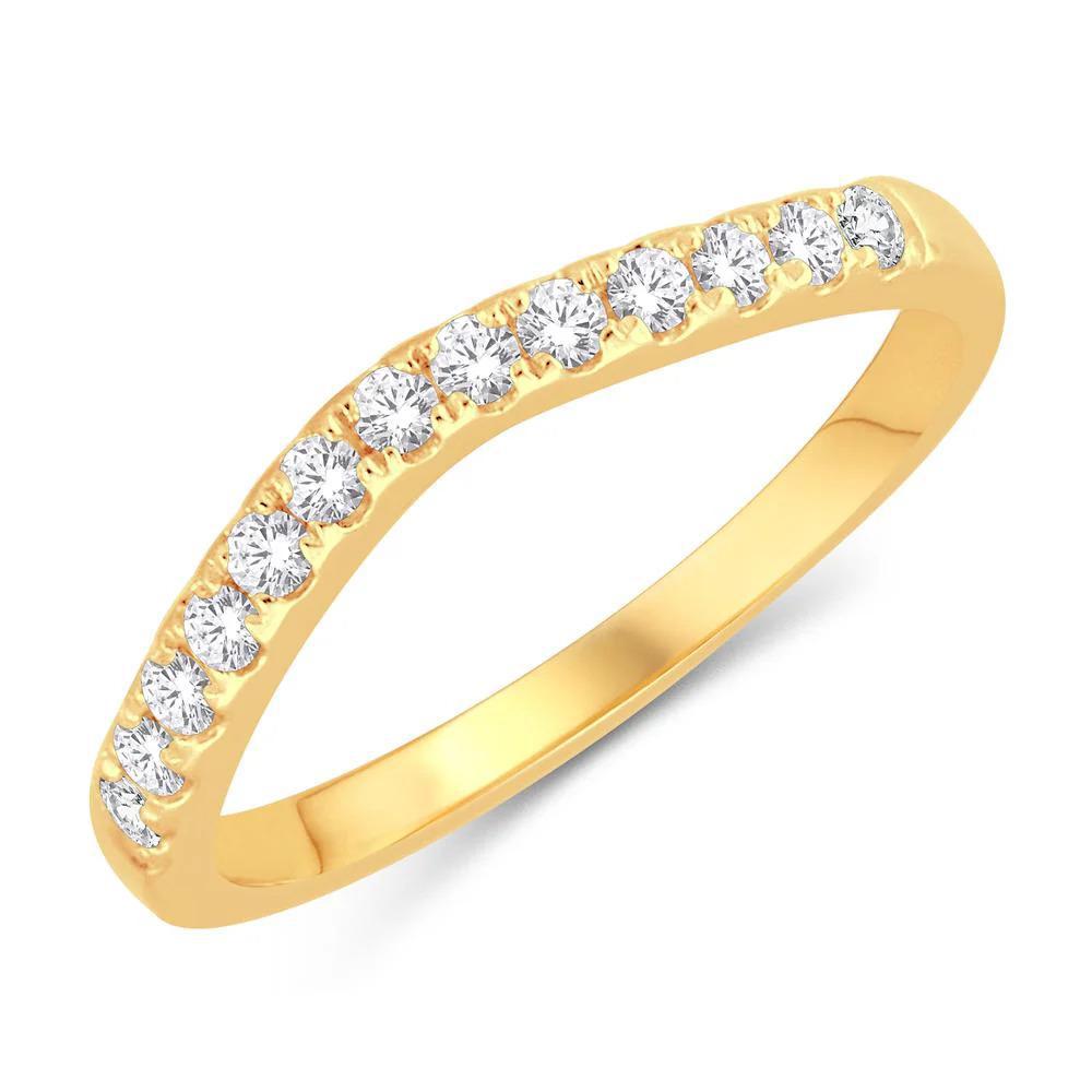 0.25ctw Diamond Curved Band Ring 10k Yellow Gold Womens Wedding Stackable
