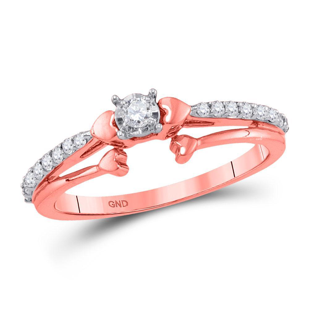 0.25 Cttw Diamond Solitaire Heart Promise Ring 10k Rose Gold