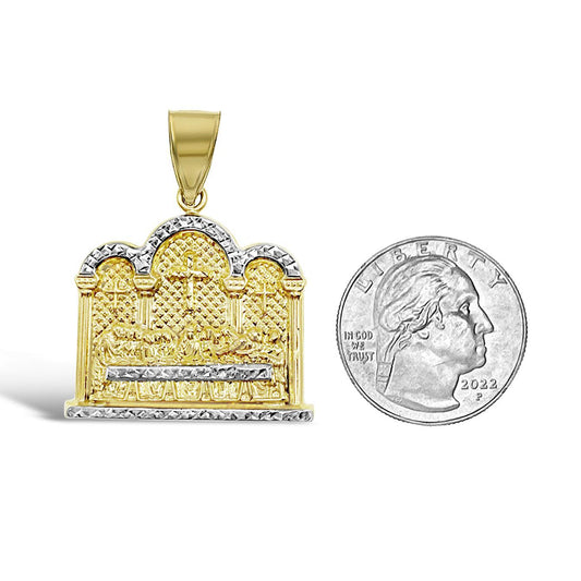 Last Supper Pendant Charm 10k Two Tone Gold 1.6 inch