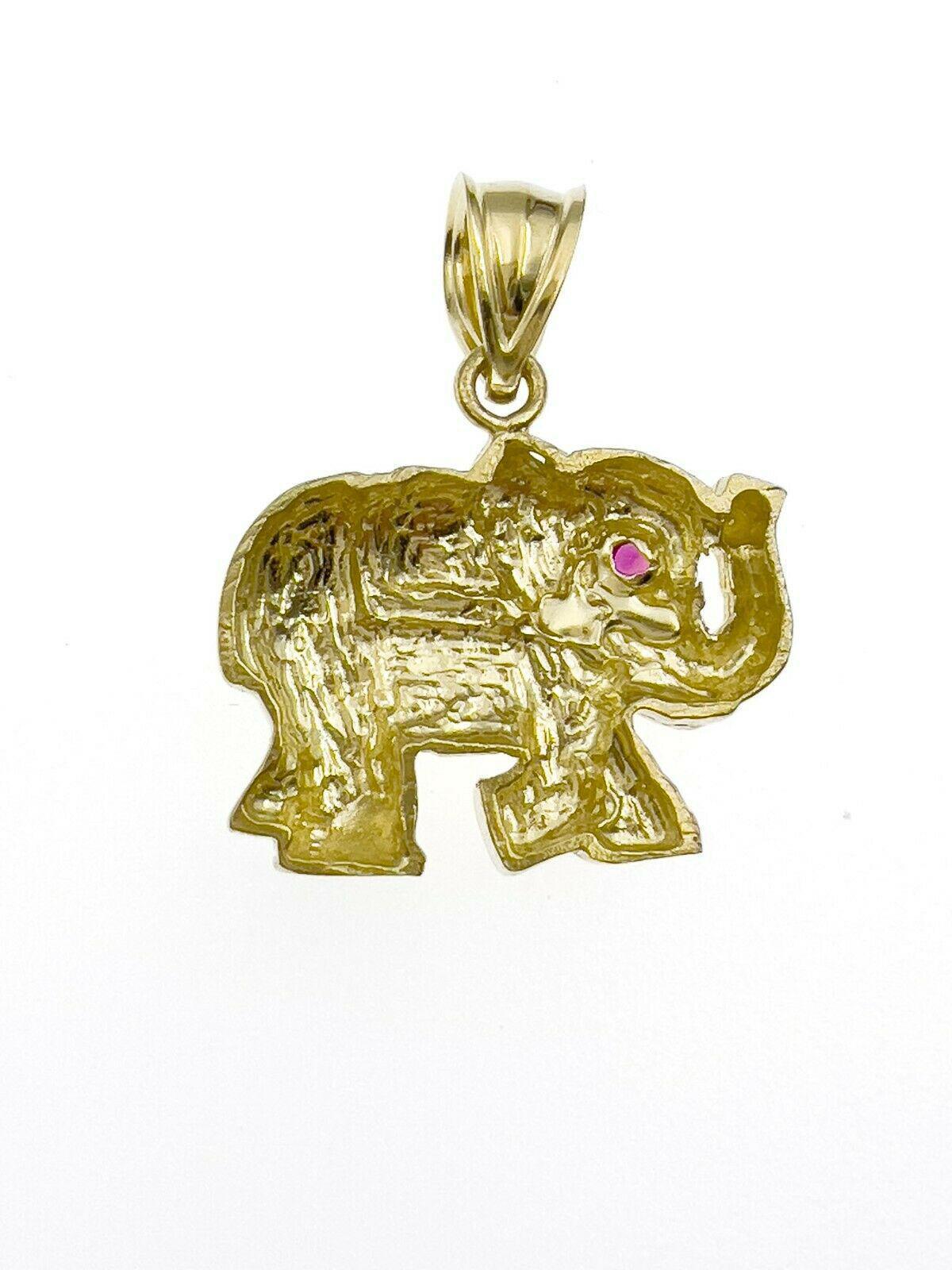 Elephant Pendant Lucky Charm 10k Yellow Gold 1 inch