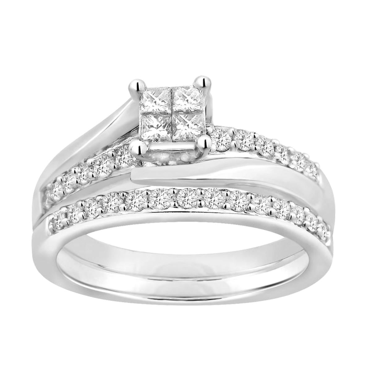 0.50 Cttw Diamond Princess Bridal Engagement Wedding Ring Set 10k White Gold