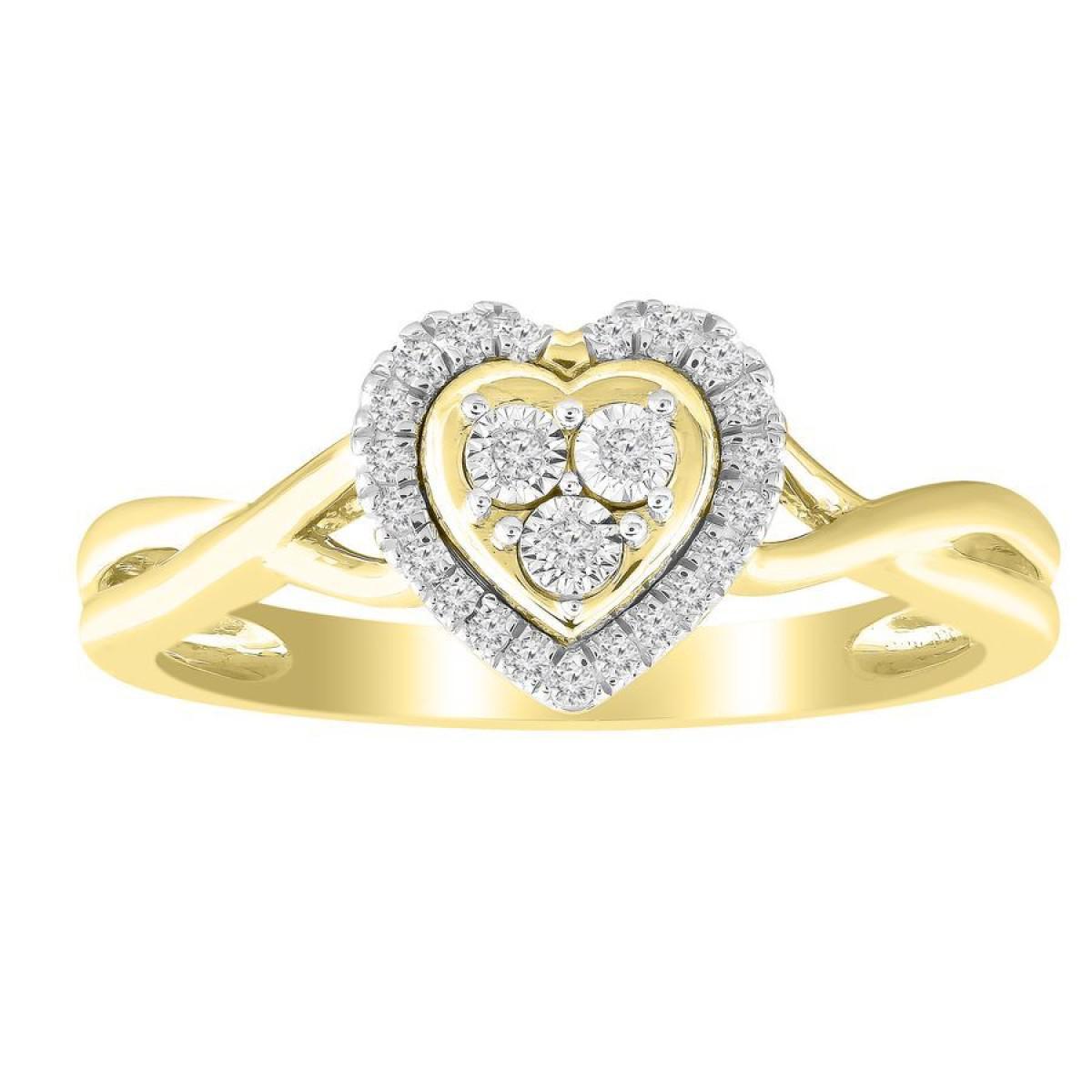 Diamond Heart Twisted Band Promise Engagement Ring 10k Yellow Gold