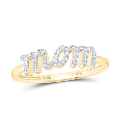 Round Diamond MOM Mother Band Ring 10k Yellow Gold