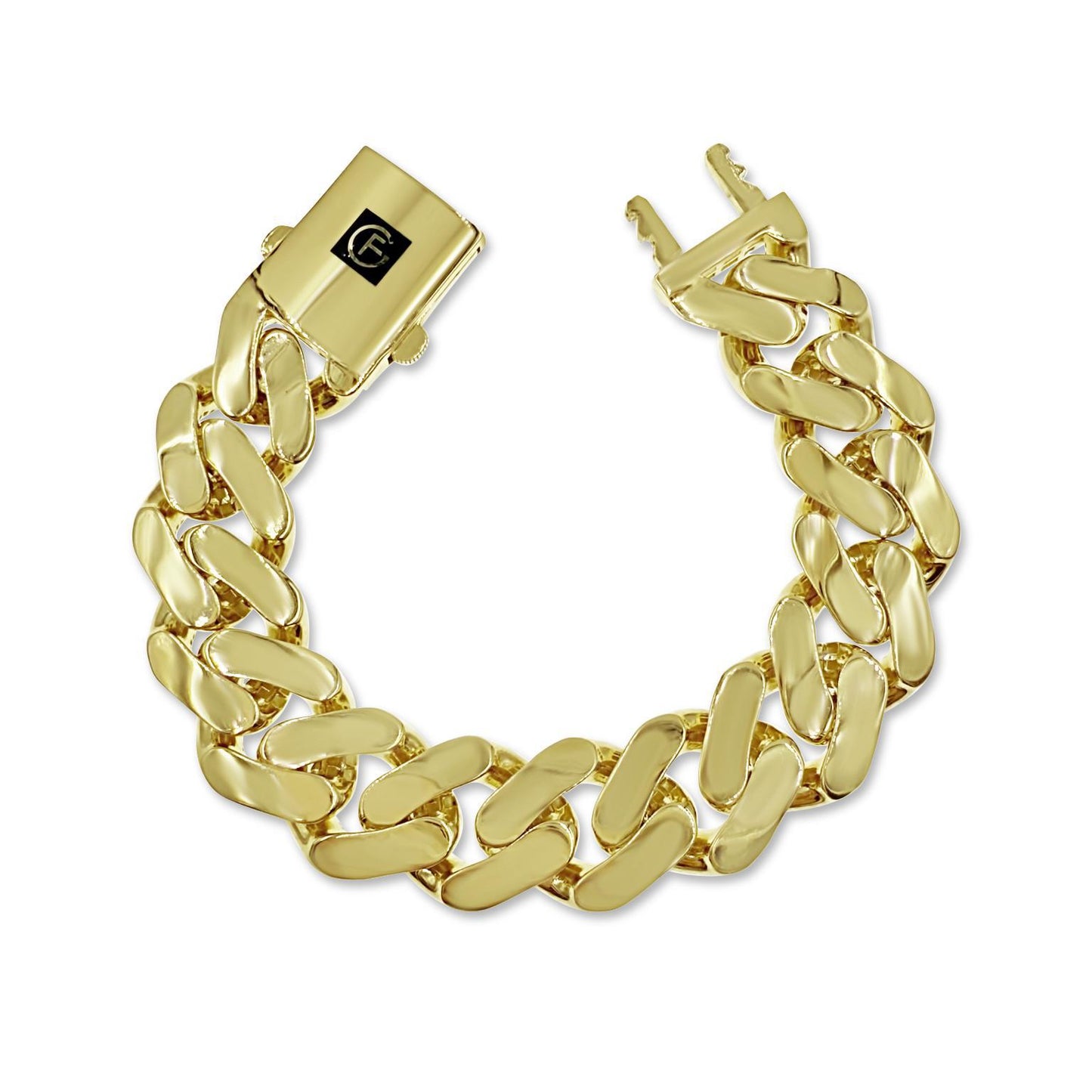 10K Yellow Gold Royal Monaco Cuban Link Bracelet 18.5mm Chain