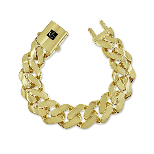 10K Yellow Gold Royal Monaco Cuban Link Bracelet 18.5mm Chain