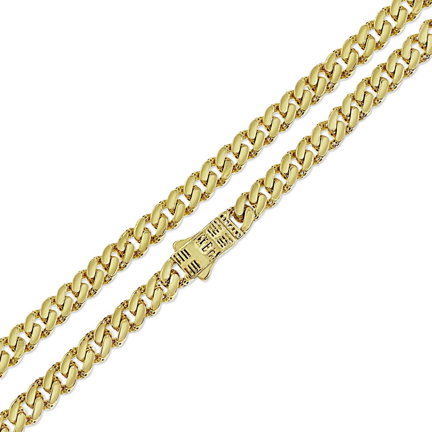 14k Yellow Gold Miami Cuban Monaco Link Chain Necklace 7mm Iced Out