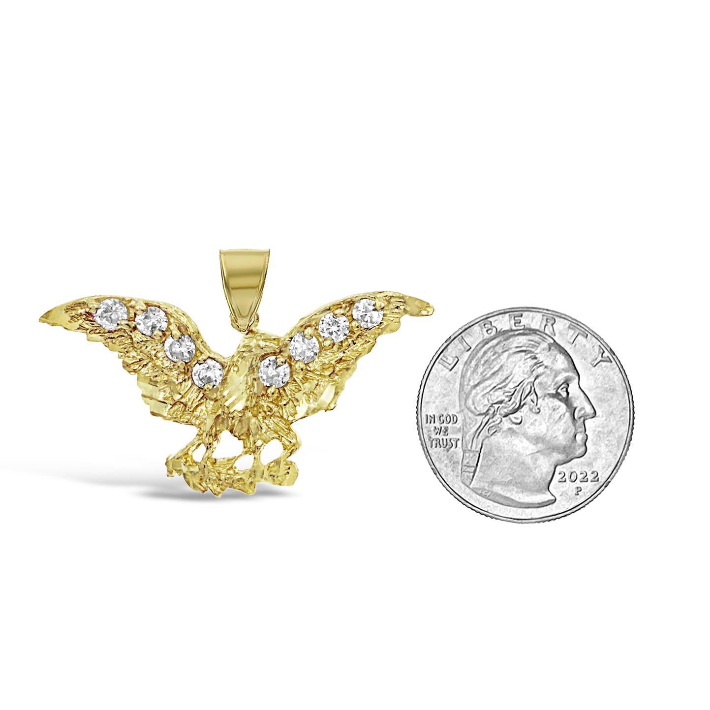 Eagle Pendant Mens Charm 10k Yellow Gold