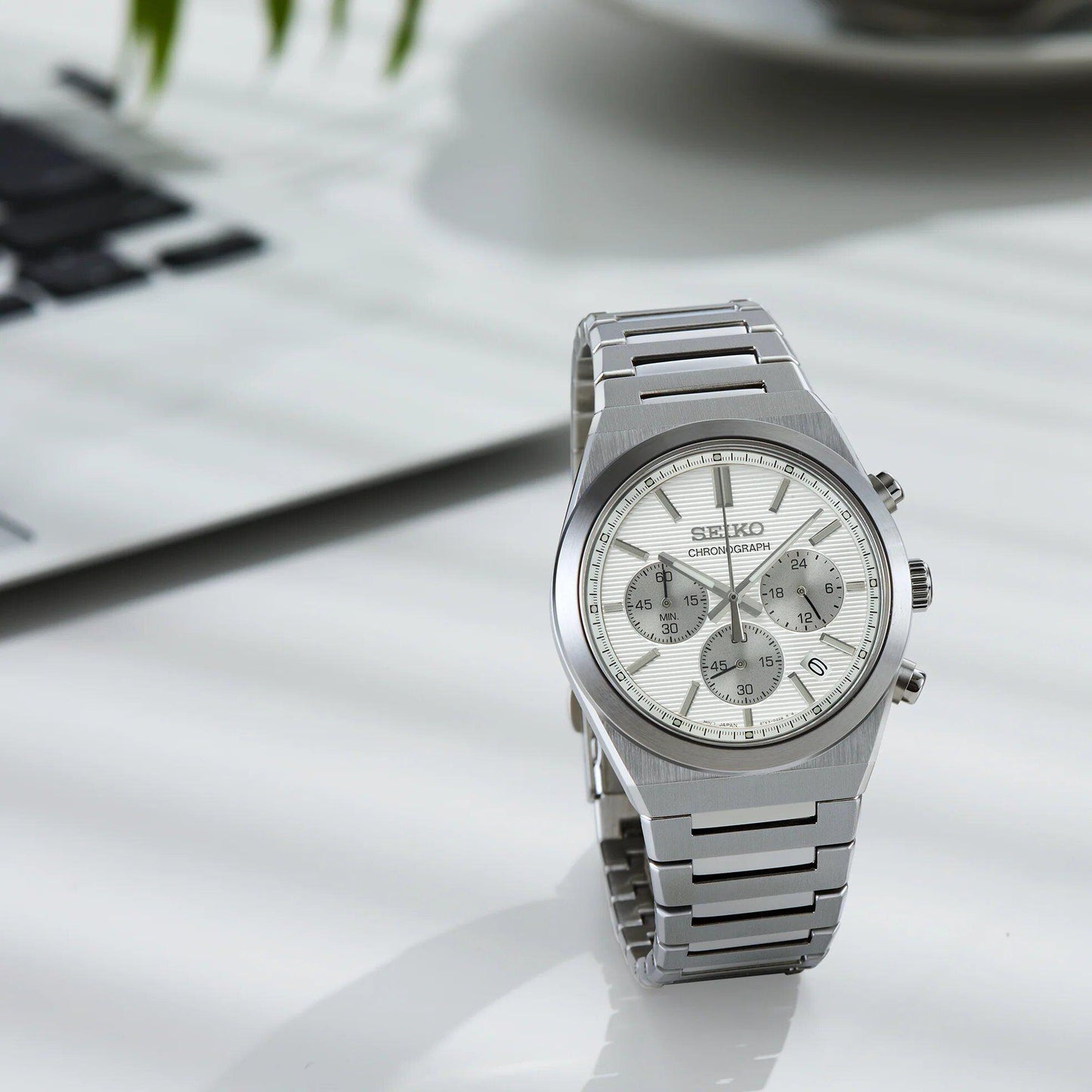 Seiko Essentials Silver Dial Chronograph Mens Watch SSB451