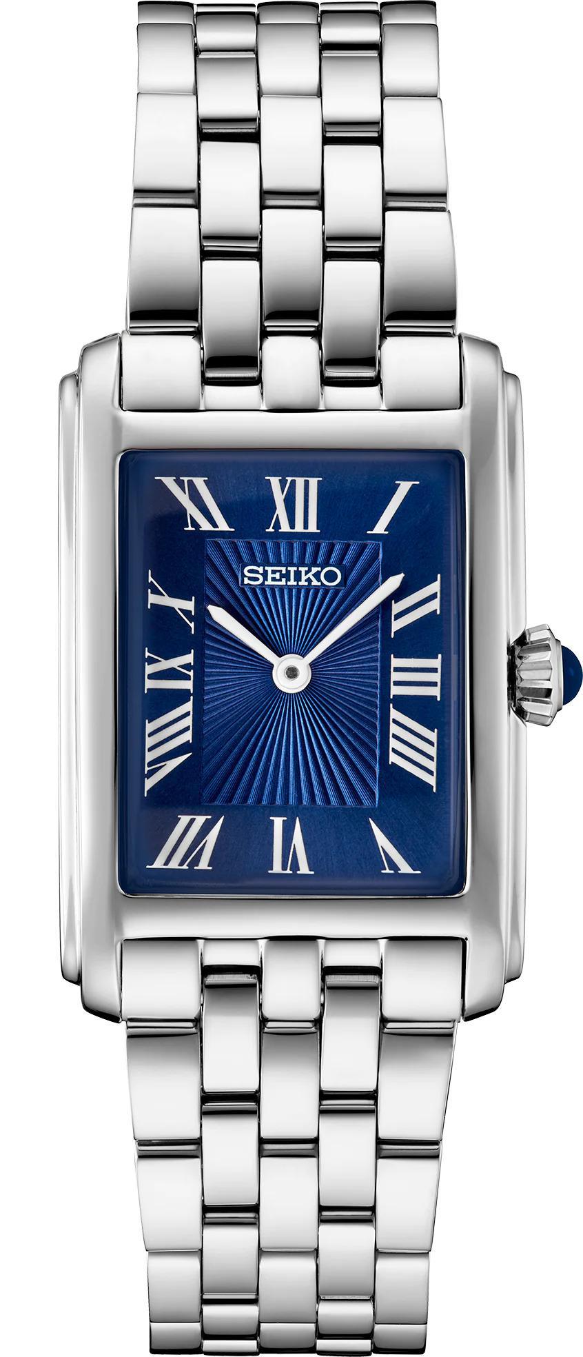 Seiko Essentials Collection Ladies Rectangular Blue Dial Watch SWR085