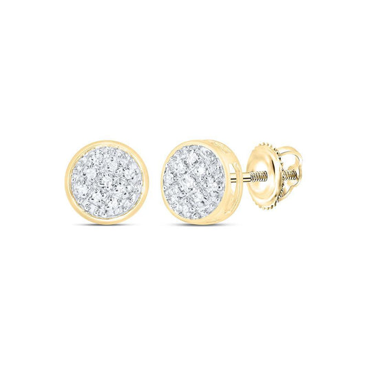 Diamond Round Stud Earrings 10K Yellow Gold