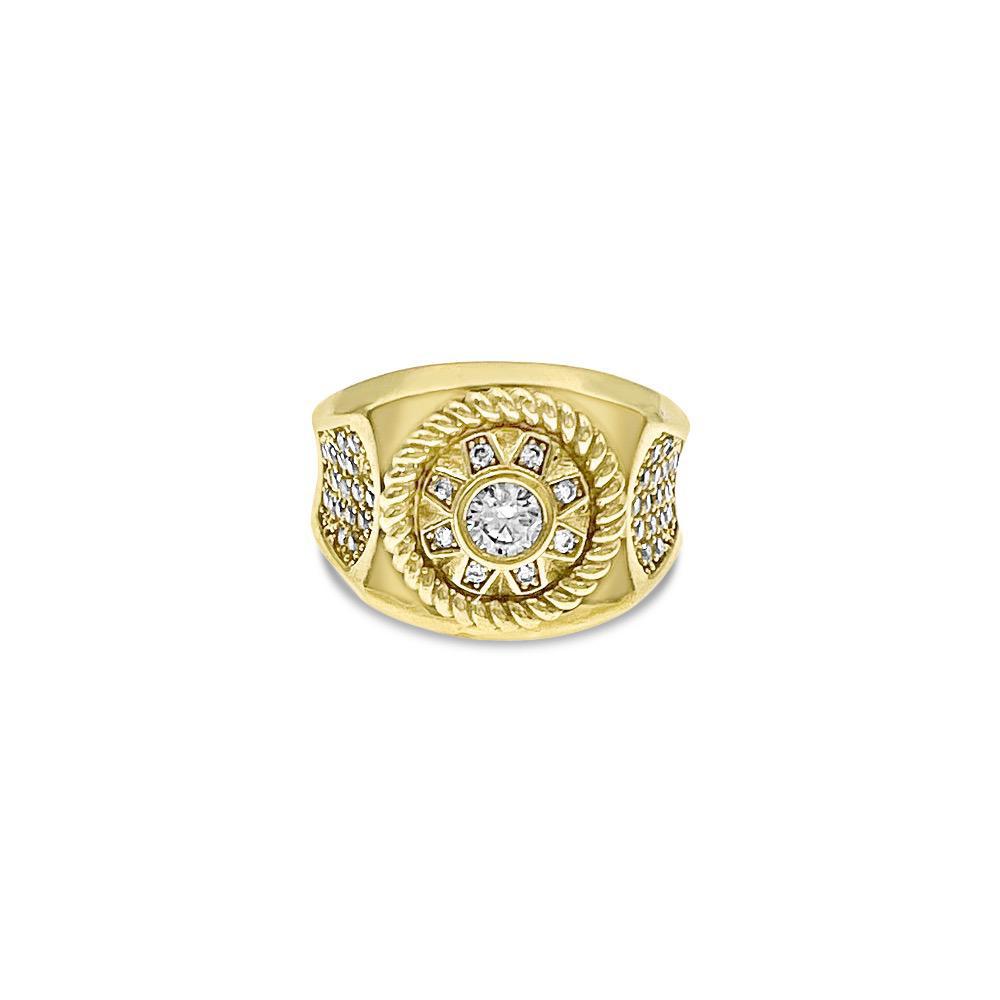 10k Yellow Gold Men's Signet Round Ring