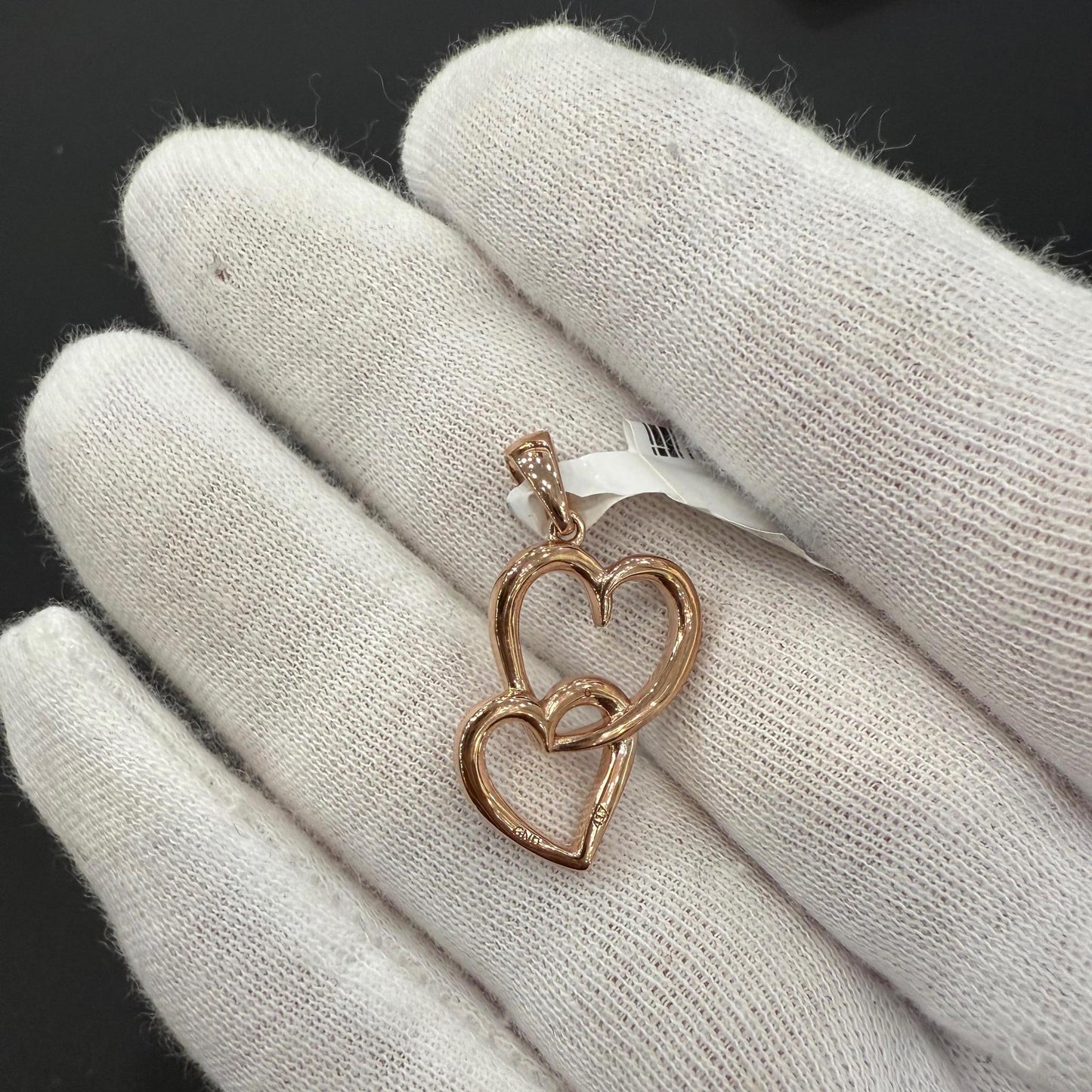 Chocolate Diamond Double Heart Pendant Charm 10k Rose Gold