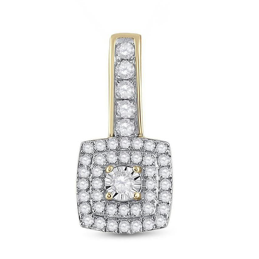 0.33ctw Diamond Square Charm Pendant 10k Yellow Gold