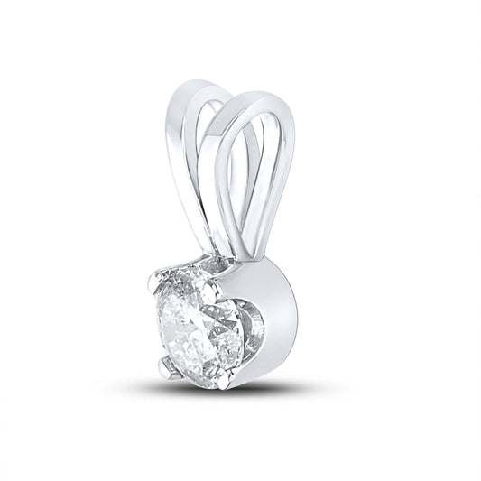 0.47ct Round Natural Diamond Solitaire Charm Pendant 14k White Gold