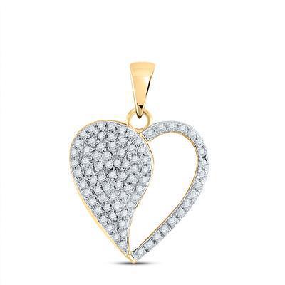 0.30cttw Diamond Heart Womens Charm Pendant 10k Yellow Gold