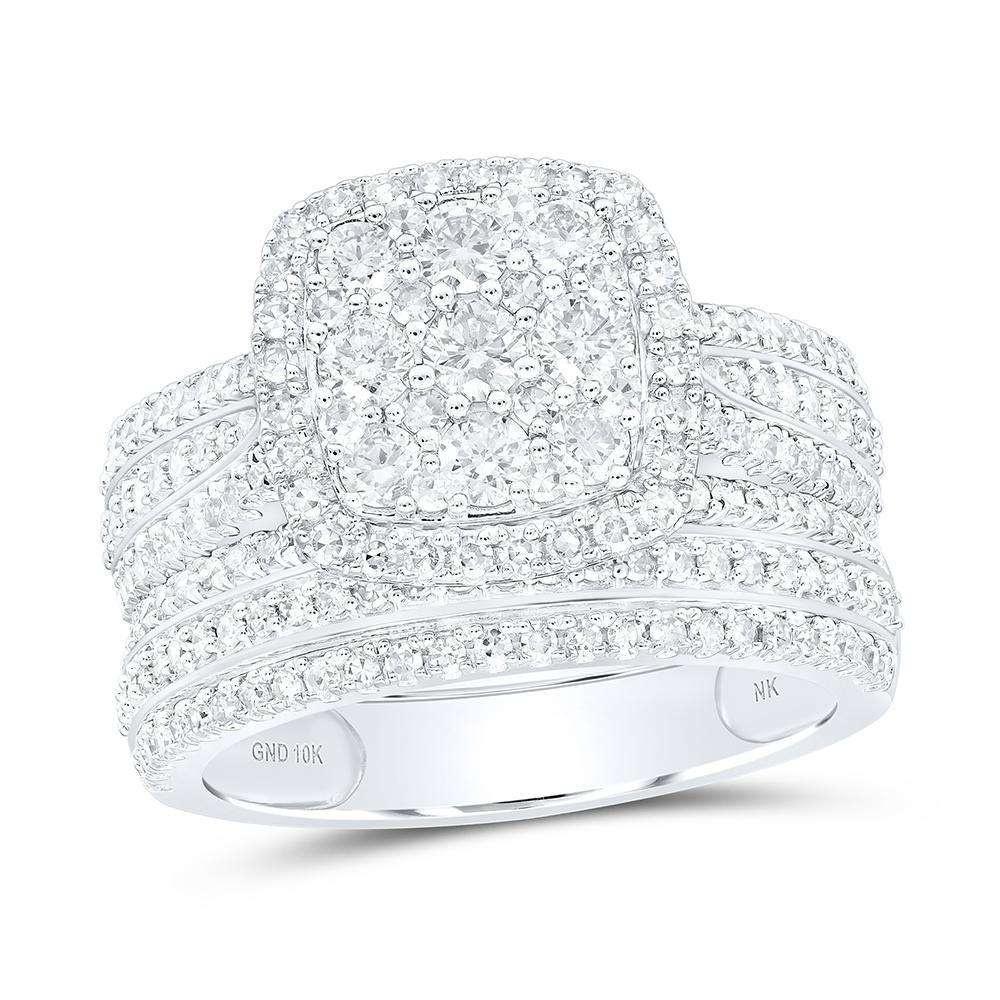 1.50cttw Diamond Cushion Shape Bridal Wedding Ring Set 10k White Gold