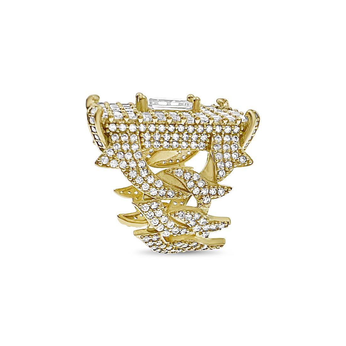 10k Gold Ring Mens CZ Iced Band Size 10