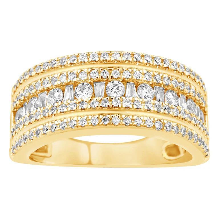 1.28ctw Diamond Tapered Baguette Mens Wedding Band Ring 10k Yellow Gold