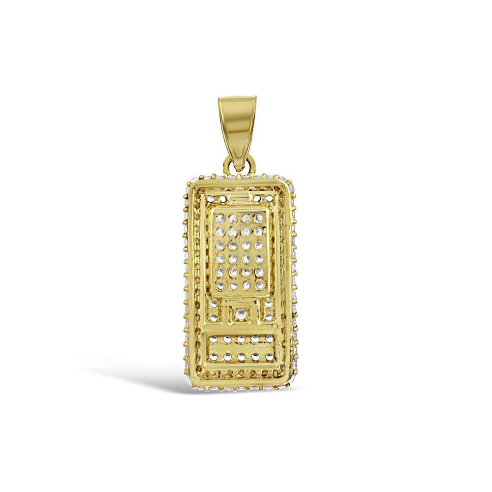 14K Yellow Gold Rectangle Dog Tag Pendant