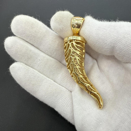 Italian Horn Pendant Gold Plated 925 Sterling Silver