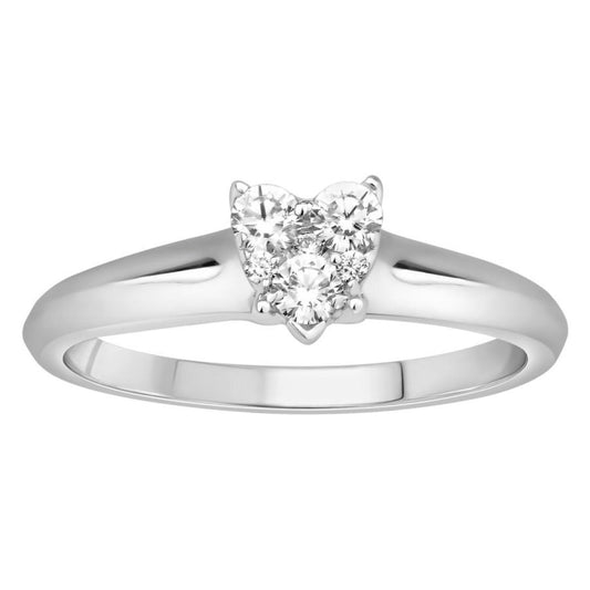 0.33ctw Diamond Heart Cluster Engagement Ring Band 10k White Gold