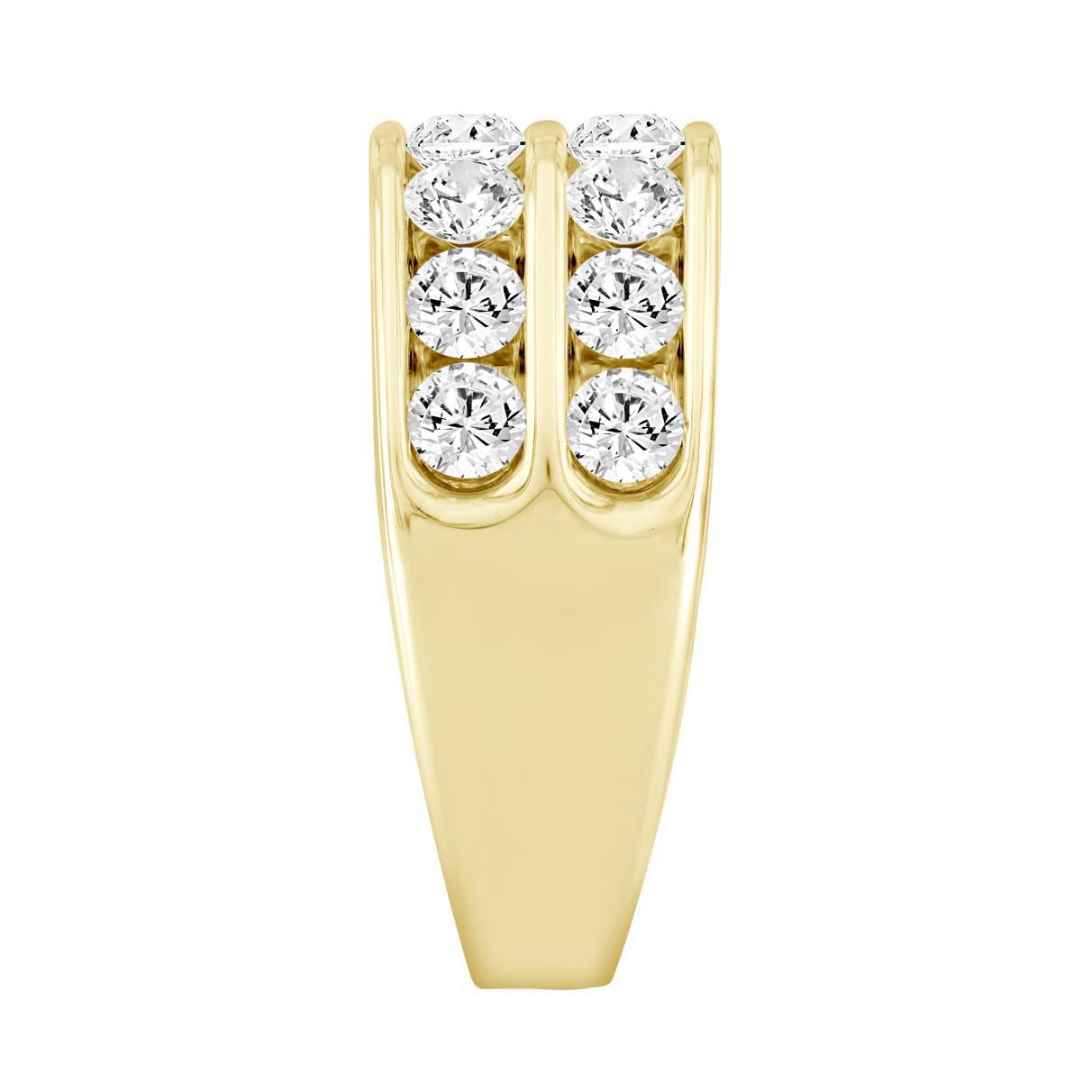 2.75 cttw Lab Grown Round Diamond Two Row Mens Wedding Band Ring 14k Yellow Gold