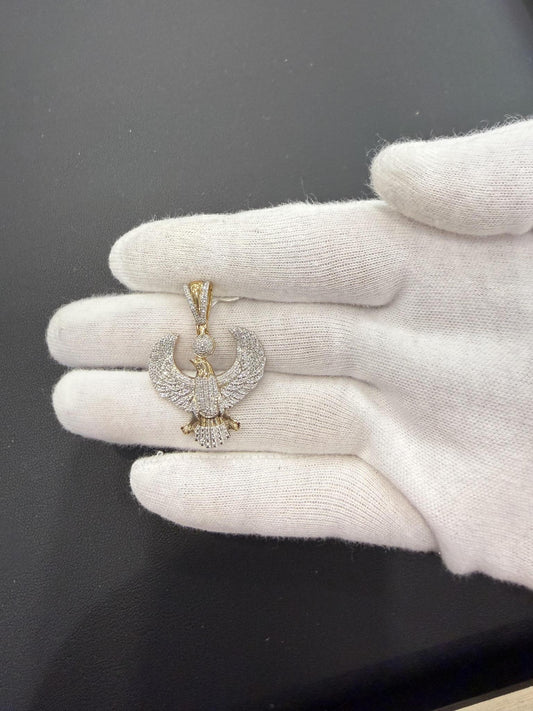 0.50ctw Diamond Mens Eagle Pendant 10K Two Tone Gold