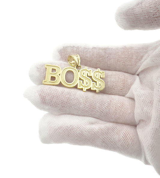 BOSS Pendant Charm Dollar Sign 10k Yellow Gold