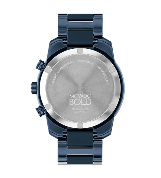 Movado BOLD Verso Blue Chronograph Watch 3601117