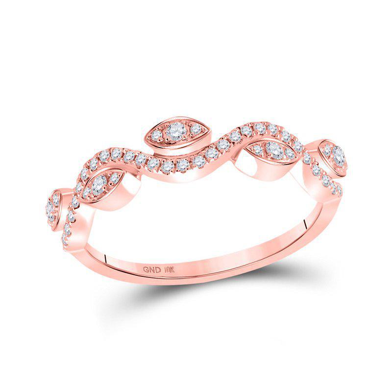 0.22ctw Diamond Wavy Stackable Women Band Ring 10k Rose Gold