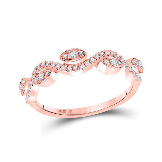 0.22ctw Diamond Wavy Stackable Women Band Ring 10k Rose Gold