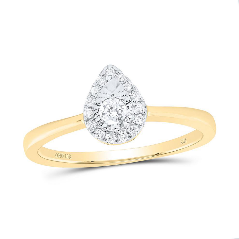 Diamond Teardrop Shape Engagement Promise Ring 10k Yellow Gold