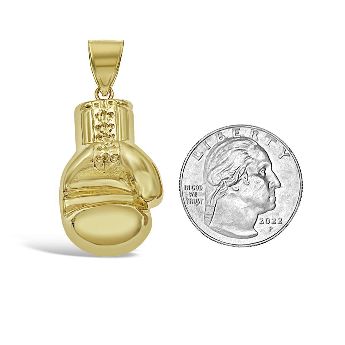 10k Yellow Gold Boxing Gloves Pendant Charm Sport 1.7 inch