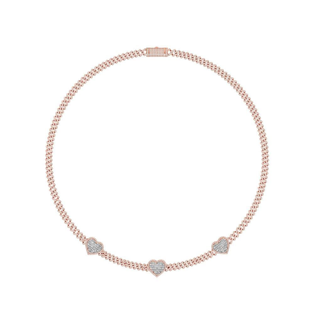 6.91 Cttw Round Diamond Hearts Womens Pendant Necklace 10k Rose Gold