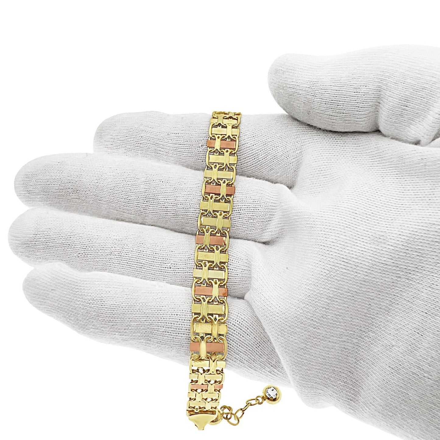 10k Yellow Rose Gold Flat Link Bracelet