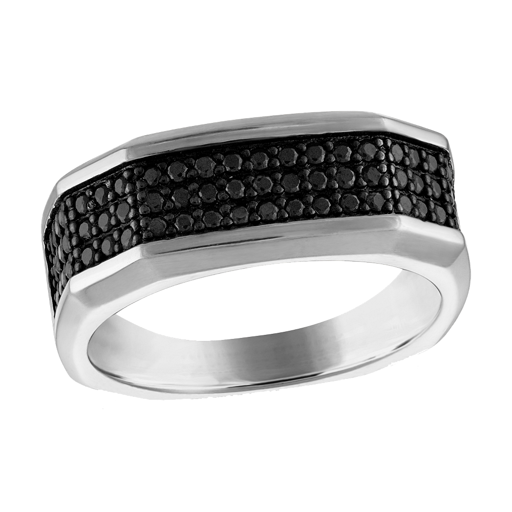 Bulova Icon 0.75 cttw Black Diamonds Mens Sterling Silver BVR1031-WSAA