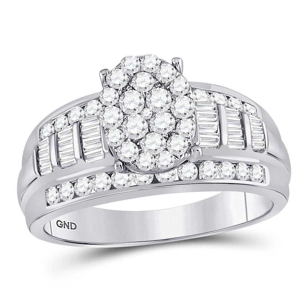 1.00ctw Diamond Oval Cluster Engagement Ring 10K White Gold