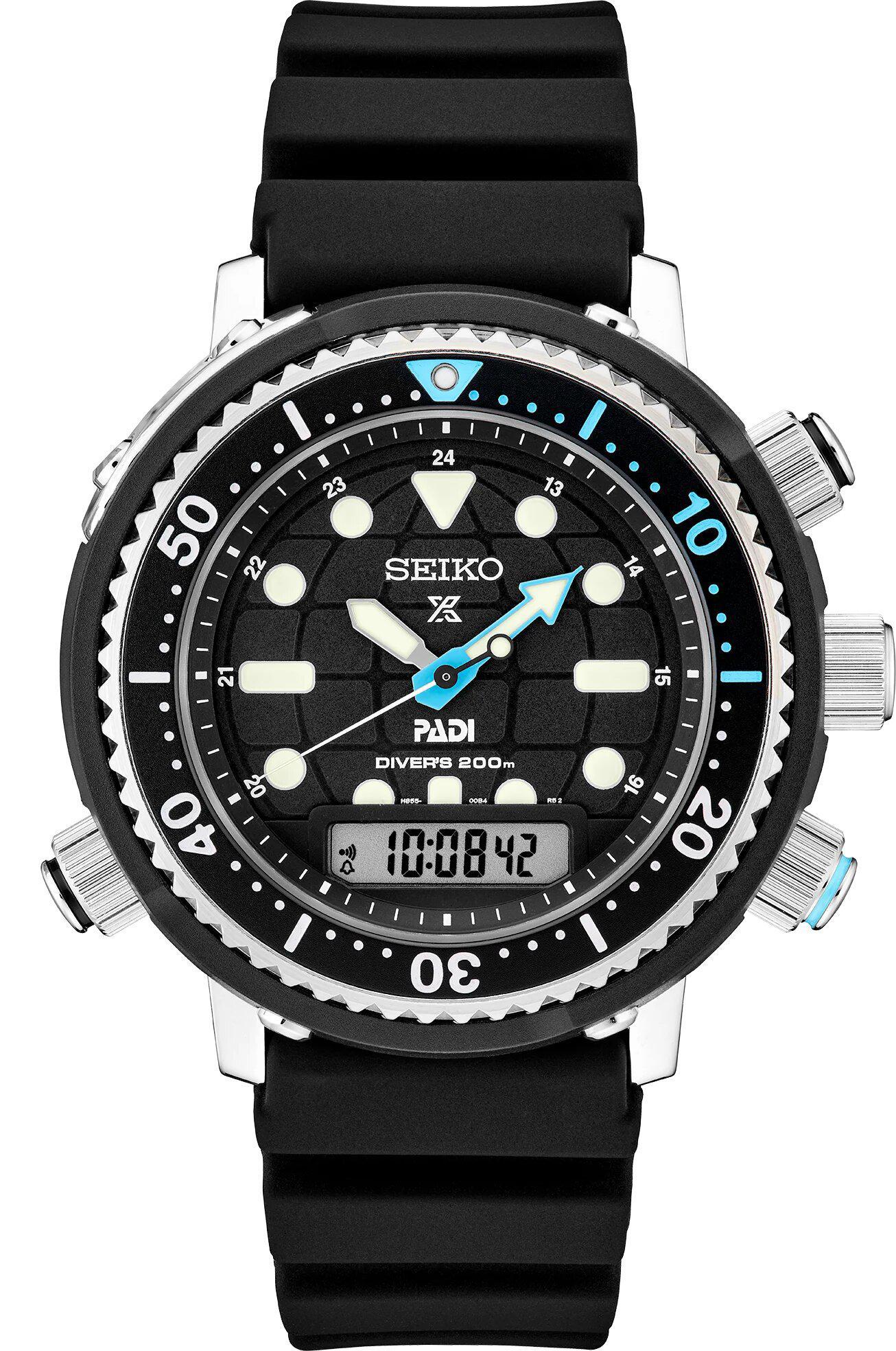 Seiko Prospex PADI Diver Solar Analog-Digital Mens Watch SNJ035