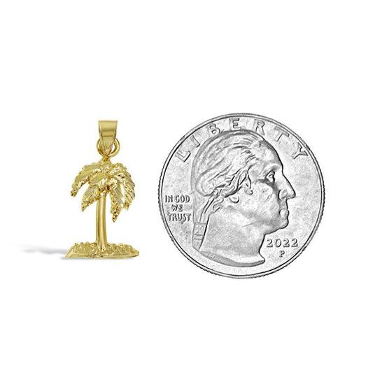 10K Gold Palm Tree Pendant Charm