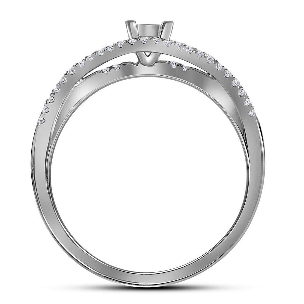 0.51ctw Princess Diamond Bridal Wedding Engagement Ring Band Set 10k White Gold