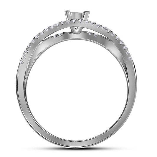 0.51ctw Princess Diamond Bridal Wedding Engagement Ring Band Set 10k White Gold