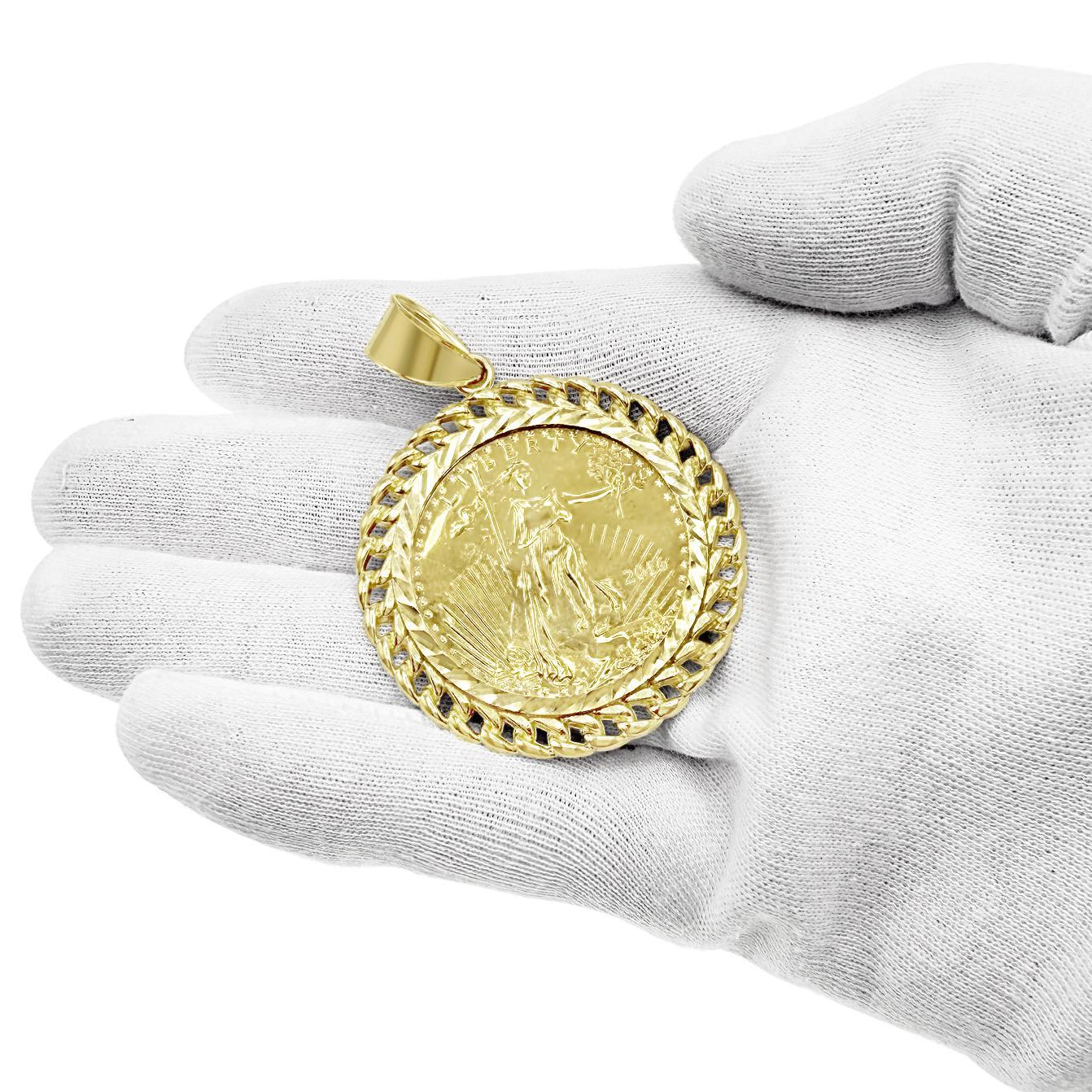 10K Yellow Gold Liberty American Eagle Coin Pendant