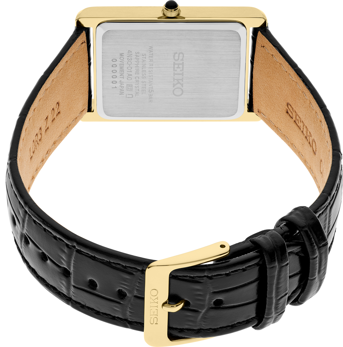 Seiko Essentials Quartz Gold Tone Rectangle Watch SWR104
